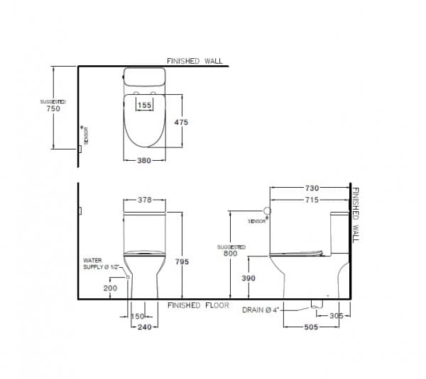 Bàn Cầu 2 Khối Nút Xả Cảm Biến COTTO C126227