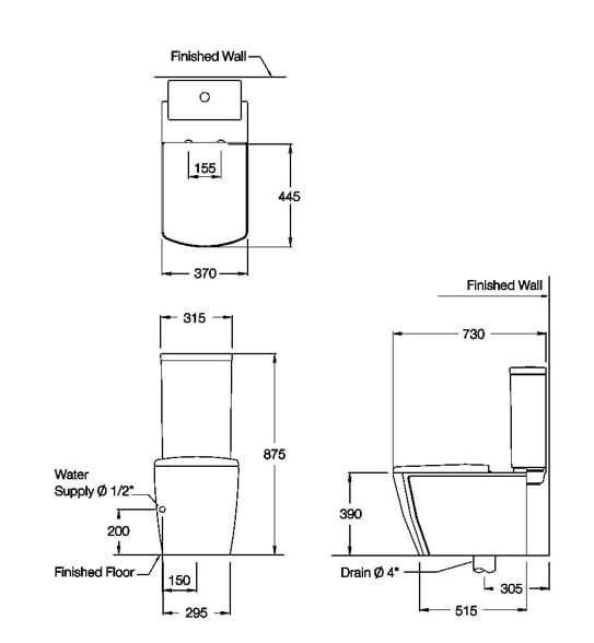 bản vẽ Bàn Cầu 2 Khối COTTO C16897
