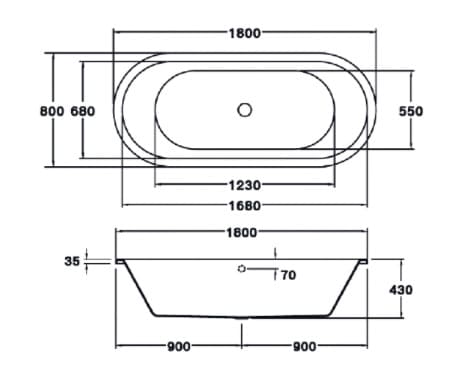 Bảng vẽ kỹ thuật Bồn tắm COTTO BT239EL WH