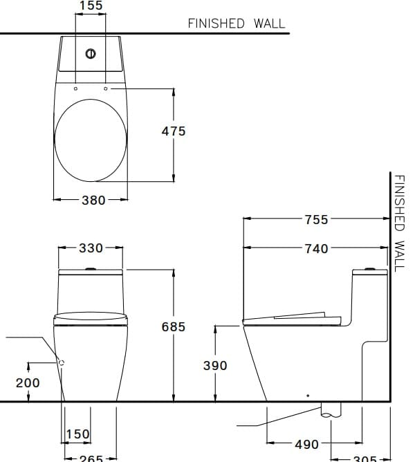 Bản vẽ Bàn Cầu 1 Khối COTTO C100207