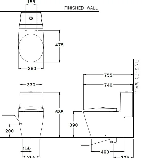 Bản vẽ Bàn Cầu 1 Khối COTTO C100207