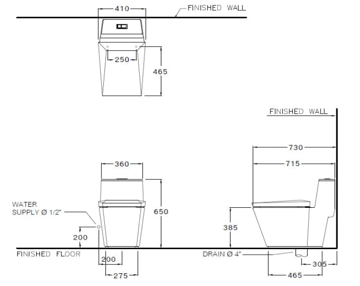 Bản vẽ Bàn Cầu 1 Khối COTTO C102807