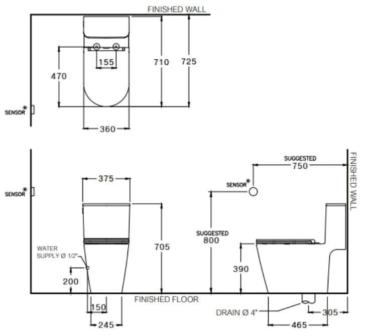 Bàn Cầu 1 Khối Nắp Cảm Ứng Chạm COTTO C103357