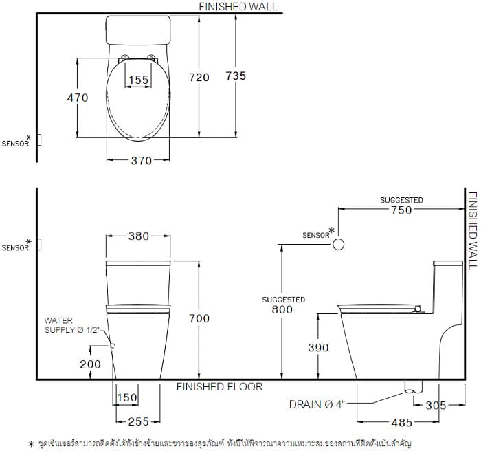 Bản vẽ Bàn Cầu 1 Khối Xả Chạm COTTO C110517