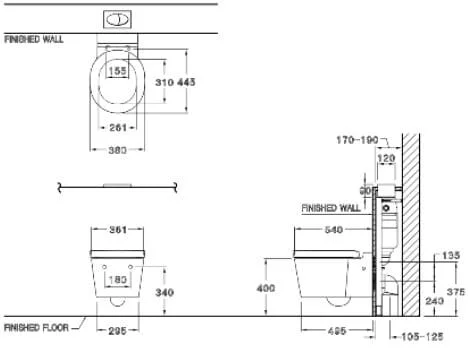 Bản vẽ Bàn cầu treo tường thoát ngang COTTO SC198817(T