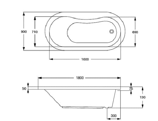 Bồn tắm xây có thanh vịn 1.5m COTTO BH225PP(H)