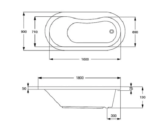 Bồn tắm xây có thanh vịn 1.5m COTTO BH225PP(H)