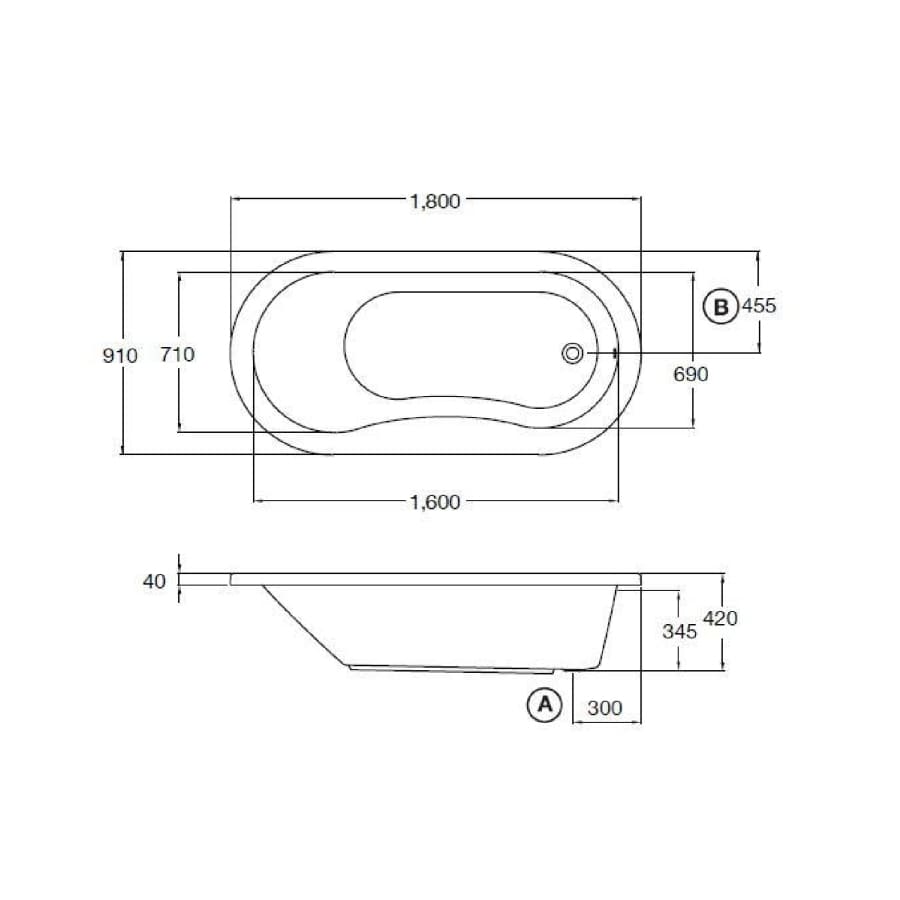 Bản vẽ Bồn tắm đặt sàn 1.8m COTTO BT2020SPP