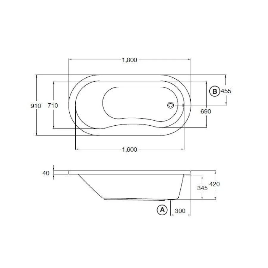 Bản vẽ Bồn tắm đặt sàn 1.8m COTTO BT2020SPP