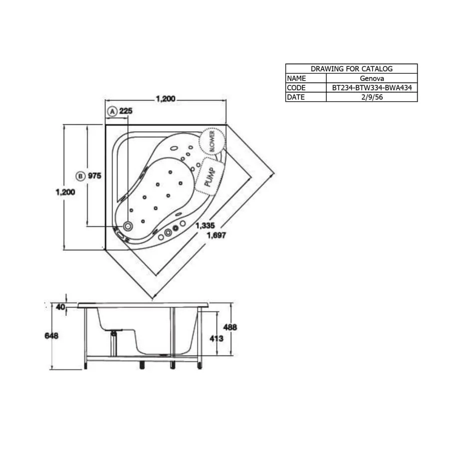 Bản vẽ Bồn tắm góc 1.2M COTTO BT234PP(H)