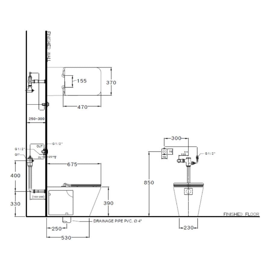 Bản vẽ Bàn cầu đặt sàn nắp êm COTTO C124207