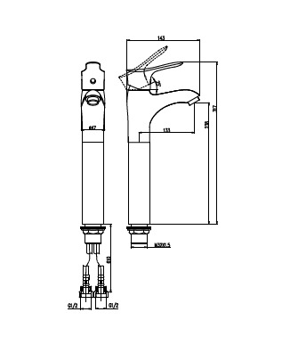Bản vẽ Vòi Lavabo Nóng Lạnh Jomoo 32157-147/1C1-Z