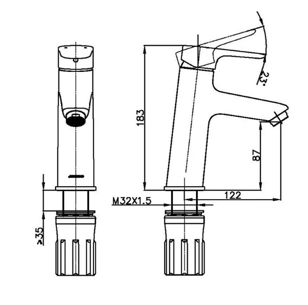Bản vẽ Vòi Lavabo Nóng Lạnh Jomoo 32316-473/1B-I01Z