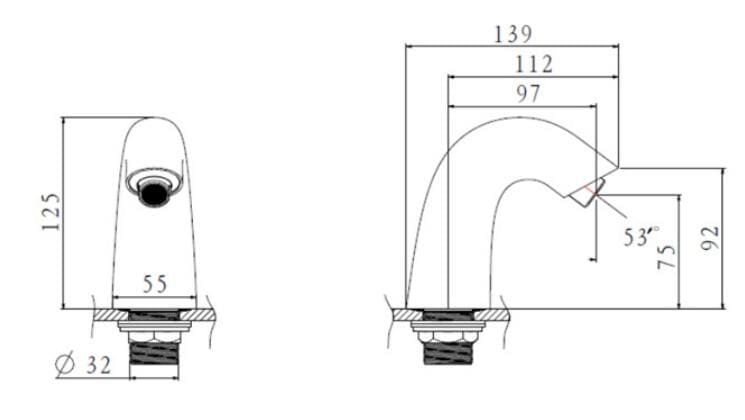 Bản vẽ Vòi Lavabo Nóng Lạnh Cảm Ứng Jomoo 51E1210-11-CJM1