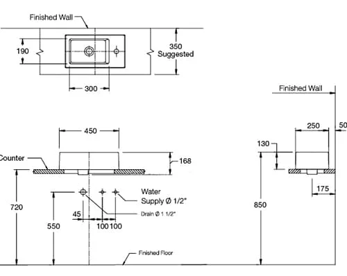 Bản vẽ Chậu Lavabo Đặt Bàn Cotto C0031