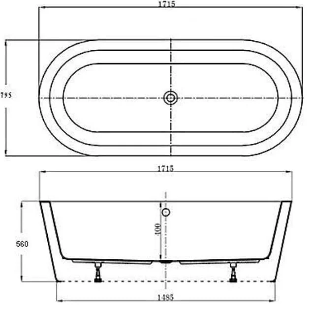 Bản vẽ Bồn tắm đặt sàn 1.7m COTTO BT207EP(H)