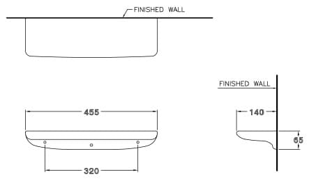 Bản vẽ Kệ dưới gương bằng sứ COTTO C8211