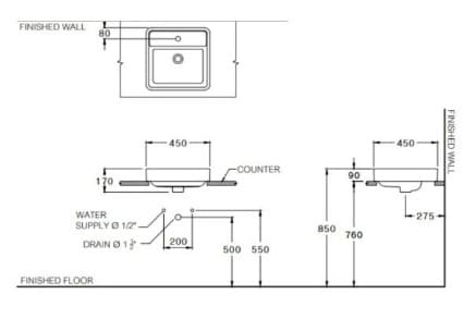 Bản vẽ Chậu Lavabo Đặt Bàn Cotto C00381 MLG