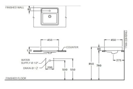 Bản vẽ Chậu Lavabo Đặt Bàn Cotto C00381 MLG