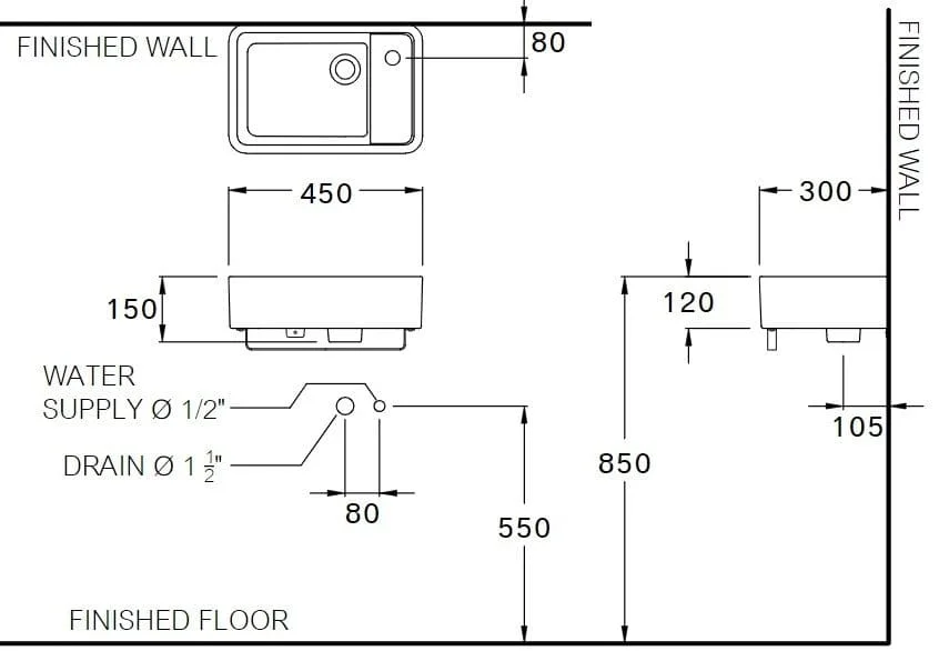 Bản vẽ Chậu Lavabo Đặt Bàn Cotto C00657 