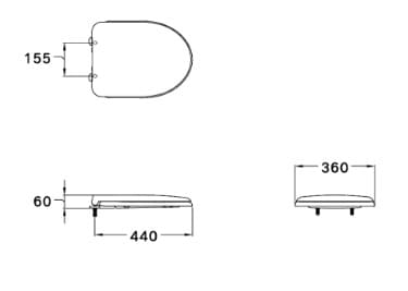 Bản vẽ Nắp bồn cầu rơi êm COTTO C90803