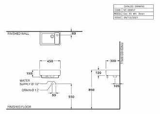 Bản vẽ Chậu Lavabo Treo Tường Cotto SC00657