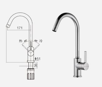 Vòi chậu rửa bát nóng lạnh Jomoo 33080-506/DB-Z