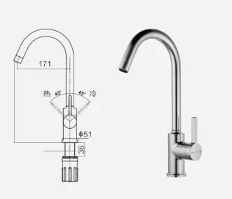 Vòi chậu rửa bát nóng lạnh Jomoo 33080-506/DB-Z
