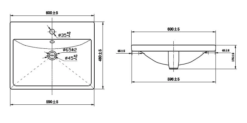 Bản vẽ Chậu Lavabo Đặt Bàn JOMOO 12409-1/11Z-I011