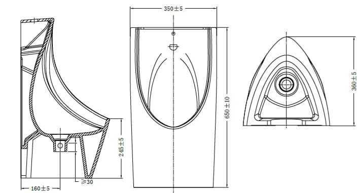 Bản vẽ Bồn Tiểu Nam Treo Tường Jomoo P13055-0-1Z/51Z-1