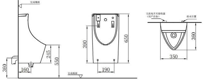 Bản vẽ Tiểu Nam Treo Tường Cảm Ứng Jomoo PJ13055-0-1D/31Z-1