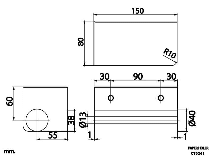 Bản vẽ Móc giấy vệ sinh có giá để điện thoại COTTO CT0261