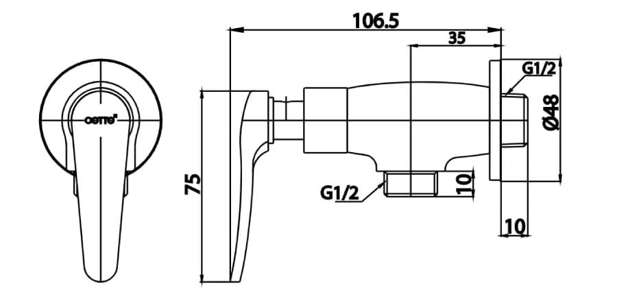 Bản vẽ Củ sen tắm lạnh COTTO CT1251(HM)