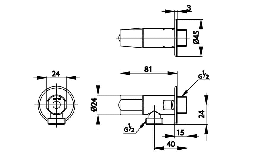 Bản vẽ Van Khóa Nước COTTO CT179N(HM)