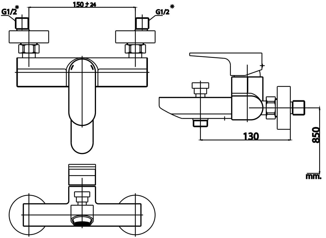 Bản vẽ Củ sen tắm COTTO CT2164A