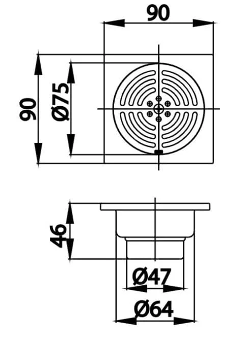 Bản vẽ Ga thoát sàn COTTO CT646Z1(HM)