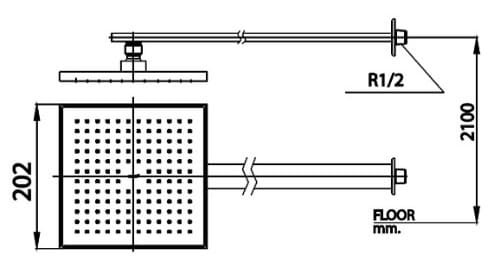 Bản vẽ Bát sen tắm âm tường COTTO ZF06#BL