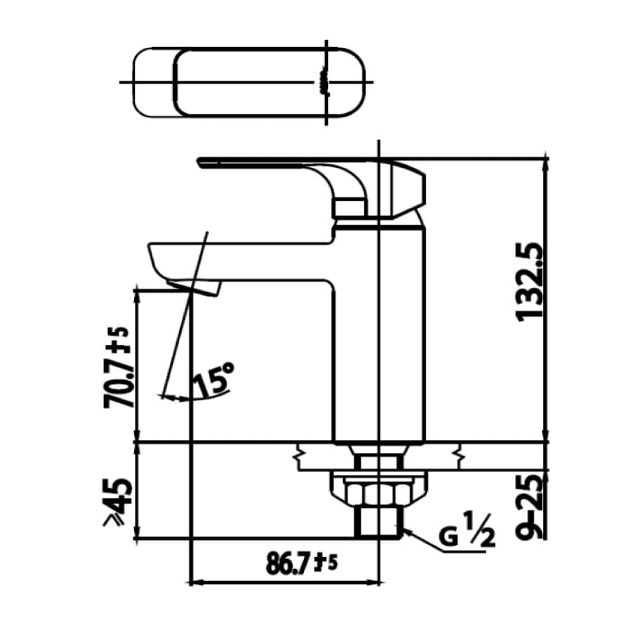 Bản vẽ Vòi rửa mặt lavabo lạnh COTTO CT1141A(HM)