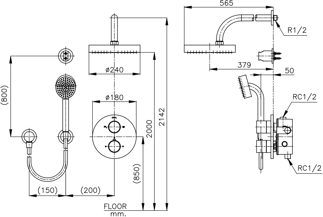 Sen tắm âm tường COTTO CT3015ZH016