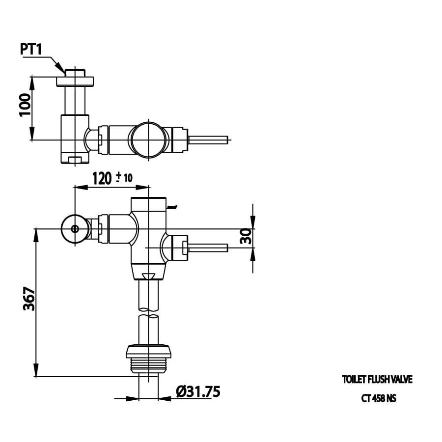 Bản vẽ Van Xả Trực Tiếp cho Bồn Cầu Cotto CT458NS