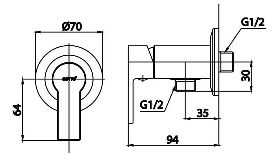 Bản vẽ Củ sen tắm lạnh COTTO CT1261A2(HM)