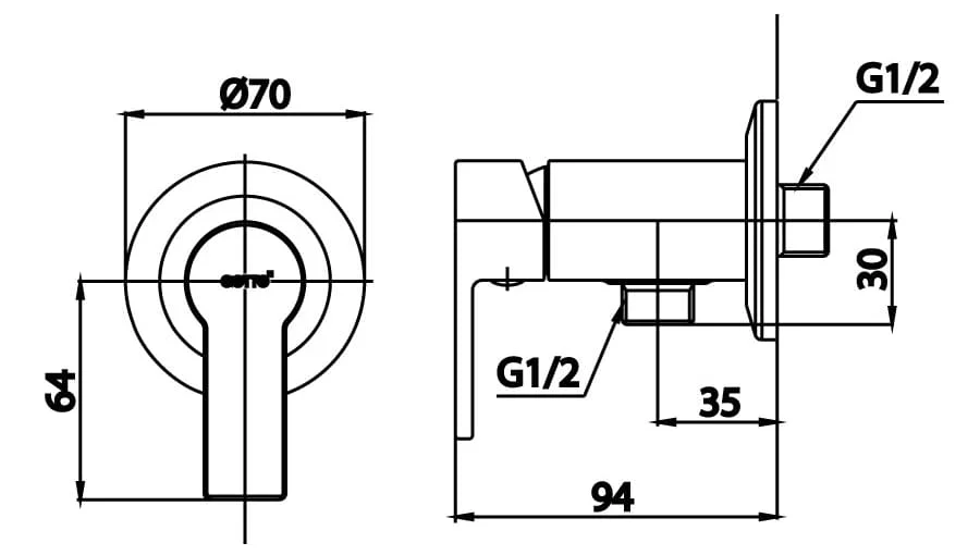 Bản vẽ Củ sen tắm lạnh COTTO CT1261A2(HM)