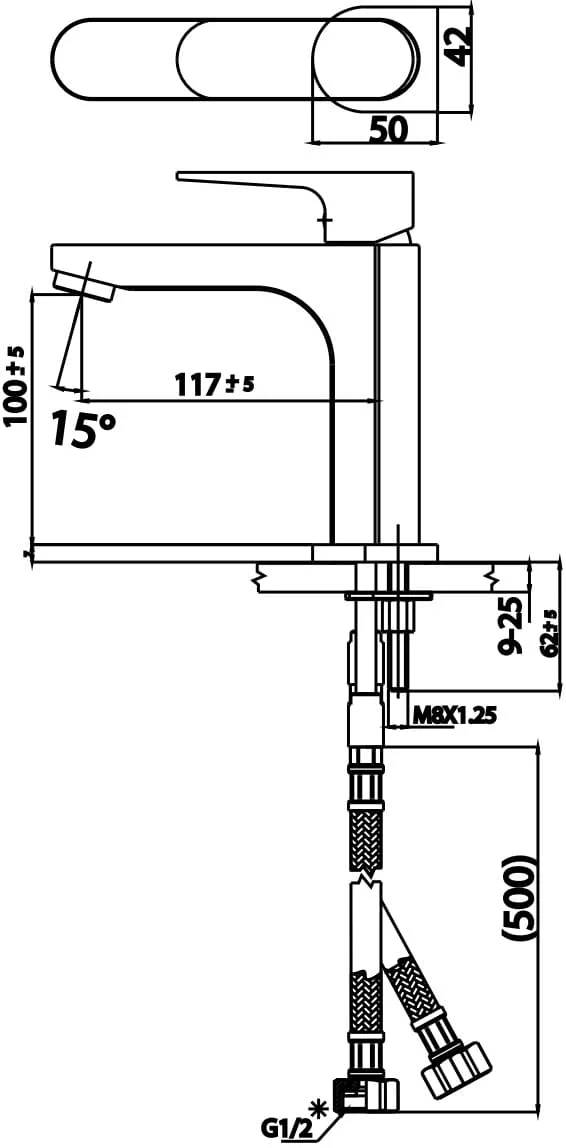 Bản vẽ kỹ thuật Vòi rửa mặt lavabo nóng lạnh COTTO CT2160A