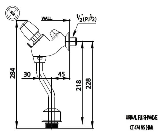 Bản vẽ Van xả nhấn bồn tiểu COTTO CT474N(S)(HM)
