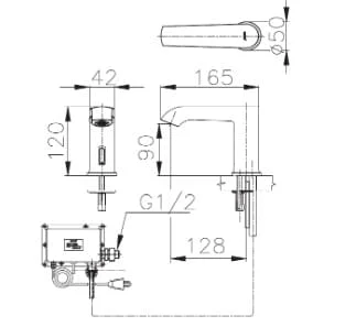 Bản vẽ Vòi Rửa Mặt Lavabo Cảm Ứng Lạnh Cotto CT4905AC