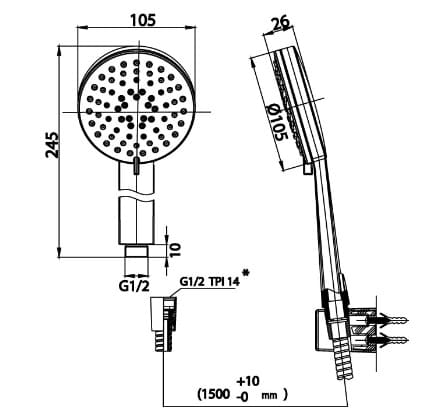 Bản vẽ Bát sen tắm 3 chế độ COTTO ZH019#BL(HM)