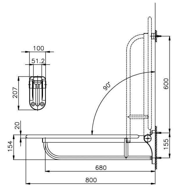 Bản vẽ Thanh vịn nhà vệ sinh COTTO CT0168