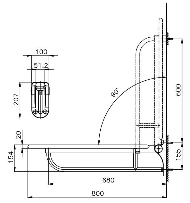 Bản vẽ Thanh vịn nhà vệ sinh COTTO CT0168