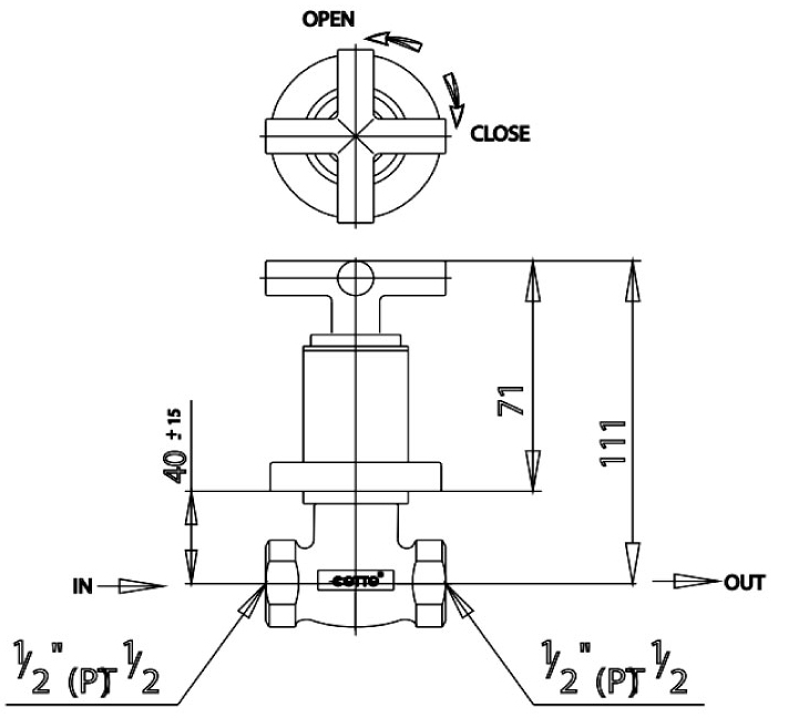 Bản vẽ Van Khóa Nước Âm Tường COTTO CT107C16