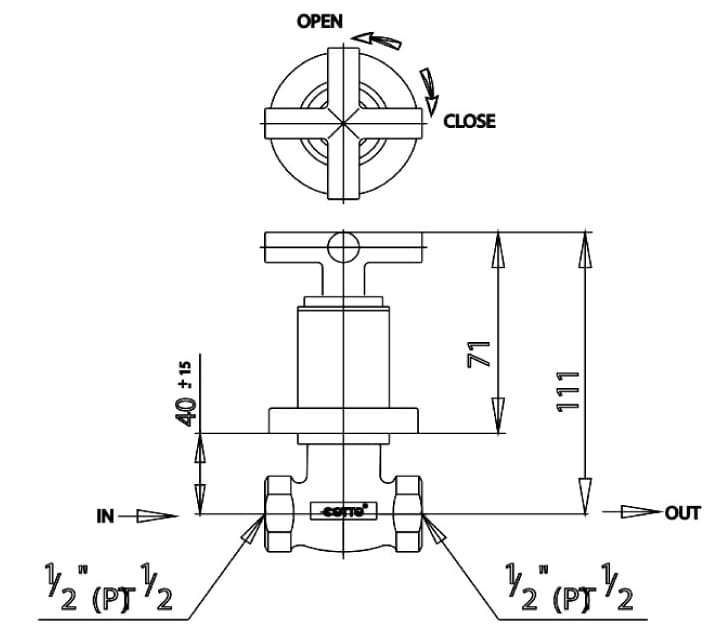 Bản vẽ Van Khóa Âm Tường COTTO CT107C20